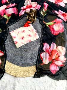 Soft Pure Georgette Handwork Sarees Trending Bollywood Pakistani Styles para Summer Party Wear Heavy Material Model Banarasi - Product Image 4