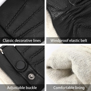 Nuevos guantes de cuero genuino cálidos para invierno de lujo para hombre, guantes de conducción para hombre, guantes de invierno de alta calidad a precio barato - Product Image 5