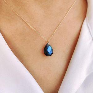 Pendentif en argent sterling plaqué or Labradorite naturelle style vintage Bijoux de naissance de novembre Cadeau de fiançailles pour elle - Product Image 5