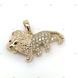 Colgante Minimalista de León con Moissanita, Chapado en Oro y Plata, Estilo Iced Out, para Uso Diario, Amantes de los Animales, Colgante de Diamantes, Joyería Personalizada - Product Image 3