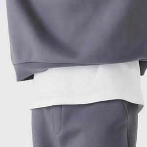 Ensemble de survêtements évasés de haute qualité pour hommes, couleur unie, impression de logo personnalisé, Boxy Fit décontracté Streetwear pour l'hiver - Product Image 4