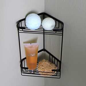 Estante de esquina doble para jabón de ducha, de alambre negro, montado en la pared - Product Image 3