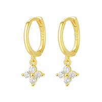 Classique été bijoux fins 925 en argent Sterling Zircon trèfle à quatre feuilles boucles d'oreilles pour femmes boucles d'oreilles cerceau goutte