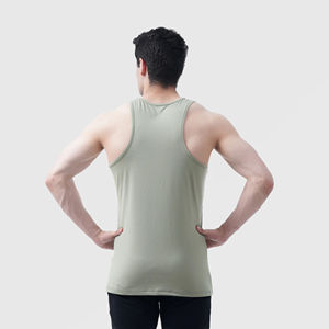 Camiseta sin mangas recortada con dobladillo curvo para hombre personalizada, chaleco informal de entrenamiento para gimnasio, hecho de algodón, poliéster, musculoso, sin mangas - Product Image 2
