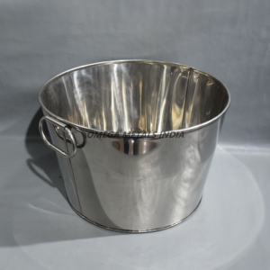 Seau à glace élégant en acier inoxydable, refroidisseur de vin et de champagne en étain galvanisé avec poignées uniques pour boissons froides - Product Image 1