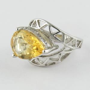 Anillos de plata de ley 925 con citrino amarillo de la princesa Bella, joyería de plata de diseño, joyería de plata hermosa - Product Image 3