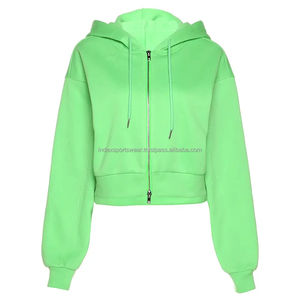 Sudaderas con capucha cortas Logotipo personalizado Material de algodón de gran tamaño liso Sudadera con capucha ligera para mujeres Tasa de venta completa Nueva llegada Sudaderas con capucha para mujeres - Product Image 6