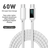 Usine En Gros 100W Pd Super Charge Rapide Nylon Tressé Led Intelligent Affichage Numérique Type C Type C Câble pour Téléphone Mobile