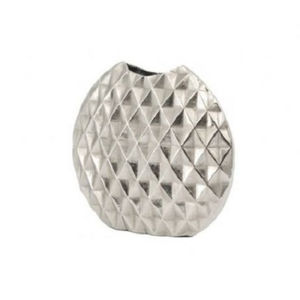 Florero de Metal de lujo moderno Acabado en plata antigua Elegante decoración del hogar de calidad superior Jarrón de mesa con textura en relieve - Product Image 1