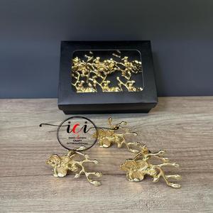 Juego de Anillos para Servilletas Triangulares con Diseño de Hoja Dorada, de Acero Inoxidable Ecológico, para Fiestas, Bodas, Hogar, Restaurante, Decoración, Cena - Product Image 2