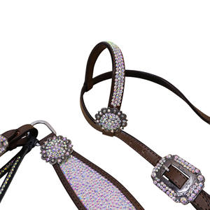 Western Horse Racing AB Pierres transparentes décorées Argentine Cuir de vachette Cheval Headstall & Collier de poitrine Tack Set au prix de vente - Product Image 3