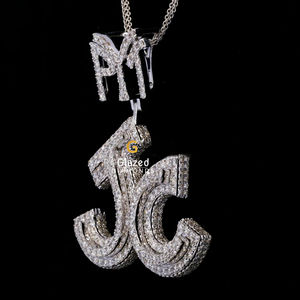 925 Sterling Silver Alphabetic Lettre Pendentif Iced Lab Grown Brilliant Cut VVS Clarity Diamonds Hip Hop Style Great Gift Idea - Product Image 4