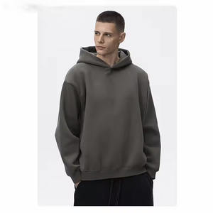 เสื้อมีฮู้ดผ้าคอตตอนหนาไม่มีลายสำหรับชายและหญิง350 GSM โอเวอร์ไซส์ออกแบบโลโก้ได้ตามต้องการสำหรับฤดูหนาว - Product Image 1