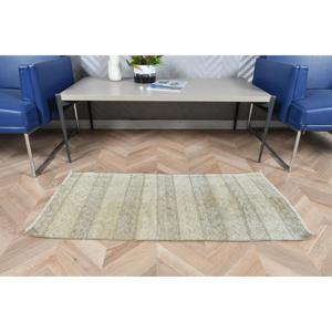 1.7x3.7 ft Rug, Small Turkish Rug, <b>Brown</b> Kilim Check Rug - Product Image 3