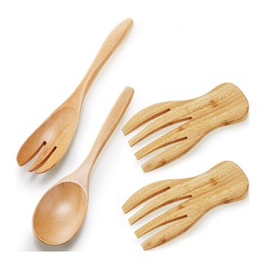 Juego de Servidores de Ensalada de Madera de Mango Pulida con Esmalte, con Cuchara para Servir, en Oferta - Product Image 6