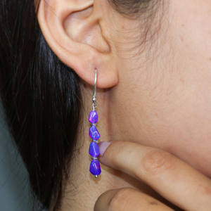 925 boucles d'oreilles linéaires en argent Sterling pour femmes à la main lavande opale pierre de naissance bijoux à la mode or pour les fêtes de mariage - Product Image 3