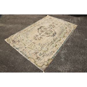 Alfombra Vintage, Alfombra Turca Grande de 5.2x8.2 pies, Alfombra de Lana a Cuadros Beige - Product Image 3