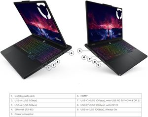 Portátil para Juegos Lenovo Legion 5 Pro con IA, Pantalla OLED de 16 Pulgadas y 2560x1600 a 165Hz, AMD Ryzen 7 de 8 Núcleos, 32GB DDR5, SSD de 1TB, GeForce RTX 5060, Listo para Enviar - Product Image 4