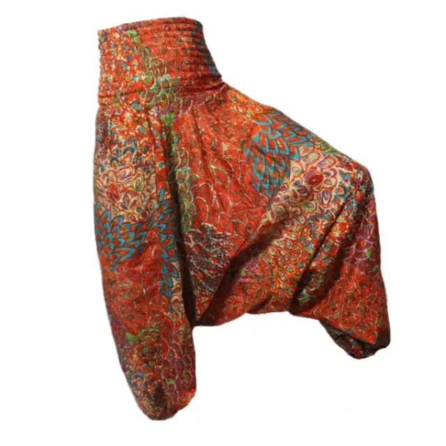 กางเกงชายหาดสตรีสไตล์โบโฮ,กางเกงขายาวสไตล์ยิปซีฮิปปี้กางเกงฮาเรมขากว้างกางเกงผู้หญิง