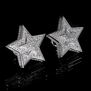 925 Sterling Silver Iced Moissanite Diamond Stud <b>Earrings</b> VVS <b>Screw</b> <b>Back</b> with <b>Gold</b> Plating Cute Style for Women's Gift - Product Image 5