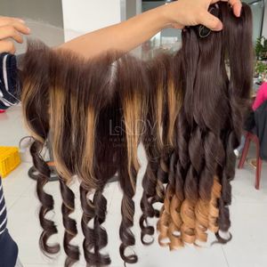 ผมแท้คุณภาพสูงแบบออมเบรสีเด้งดึ๋ง พร้อมผมปิดหน้าผากและผมเป็นมัดสำหรับทำวิก - Product Image 4