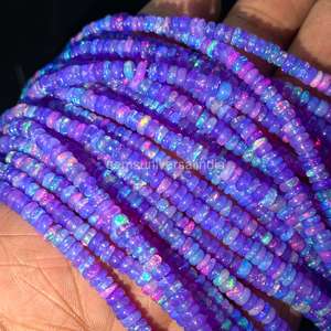 Purple Ethiopian Opal Smooth Rondelle Beads 3-5mm Flashy Lavender Opal Gemstone Beads for Jewelry Making By Manufacturer Bulk - Product Image 1
