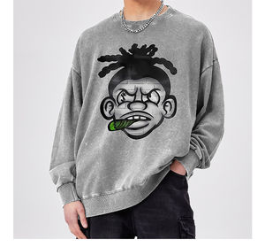 Sudaderas personalizadas de alta calidad al por mayor, 350g, sudaderas estampadas lavadas con ácido para hombre, sudaderas vintage de gran tamaño - Product Image 1