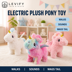 Cavallo Elettrico di Peluche Interattivo con Suoni e Coda Vibrante, Morbidissimo Giocattolo per Bambini, Regalo di Compleanno, per un Comfort Quotidiano - Product Image 1