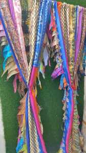 Wholesale Boho <b>Vintage</b> Sari Silk Blend <b>Curtains</b> Sheer Multi-Color Fringe Drapes for Cottage, Living Room, Kitchen & Bedroom Home - Product Image 6