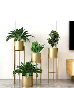 Maceteros modernos para suelo de interior, hechos a mano, soportes de Metal de Color plateado personalizados, Material sólido elegante para jardín - Product Image 1