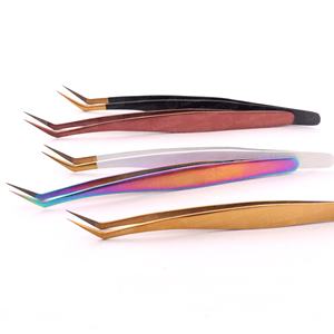 Pince à épiler à pointe longue isolée, forme bec d'oiseau, haute précision, couleur élégante, facile pour la fabrication de cils en éventail, avec logo personnalisé, prix abordable - Product Image 4