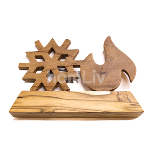 Centro de Mesa Navideño de Madera de Teca Natural con Forma de Copo de Nieve, Soporte Hecho a Mano, Decoración Festiva para la Mesa, Hecho a Mano y Sostenible - Product Image 3