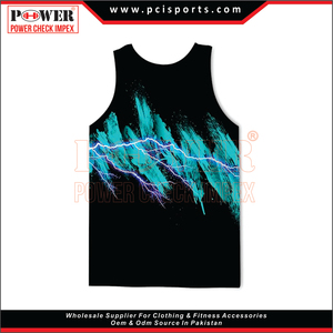 Camiseta sin mangas para hombre con estampado personalizado al por mayor, camiseta atlética de LICRA y poliéster para correr - Product Image 2