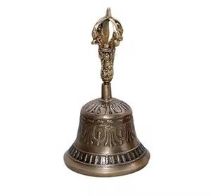 Classic Pure Brass <b>Hand</b> Bell New Design with Brass Handle Vintage Look Metal Peon Bell for Office School Temple and Daily Use - Product Image 5