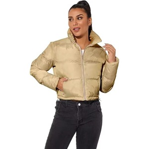 High Quality Simple Streetwear Women's Breathable <b>Cropped</b> <b>Puffer</b> <b>Jacket</b> Winter Thick Zipper Nylon Lining Woven Outerwear - Product Image 4