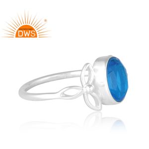 Nuevo diseño de patrón, anillo de piedras preciosas de cuarzo aguamarina doblete Natural de plata esterlina, joyería de diseño personalizado para mujer, regalo para ella - Product Image 4