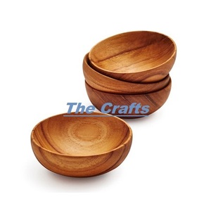 Lot de 4 bols de nourriture en bois Design fantastique Vaisselle de couleur marron Bol de service alimentaire à un prix abordable - Product Image 1