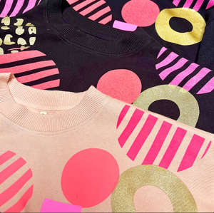 100% coton peigné motif géométrique feuille d'or sérigraphié à la main sweat-shirt de haute qualité pour les femmes - Product Image 4