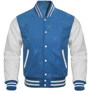 Veste chaude en cuir véritable style Letterman, prix de gros, vêtements de rue décontractés d'hiver, coupe-vent, doublure intérieure matelassée - Product Image 1