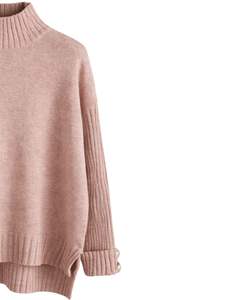 Ensemble pull en tricot rose blush personnalisé et pantalon large pour femmes, pull à col montant, vêtements de détente confortables pour l'hiver, fabricant personnalisé OEM - Product Image 3