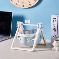 Porte-stylo de bureau moderne à thème bateau pirate nautique - Multifonctionnel, en plastique PP écologique, gain de place, pour l'école