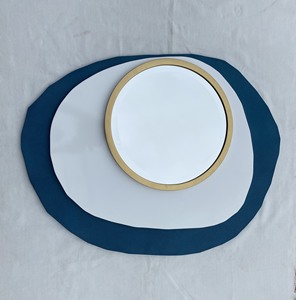 Miroir décoratif style industriel en faux cuir shagreen, finition brossée de qualité commerciale pour usage domestique et commercial - Product Image 1
