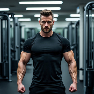 T-shirt de compression de natation pour hommes Gym Fitness Wear Exercise Tee Tops Mens Elastic 100% Polyester T Shirts Men - Product Image 6