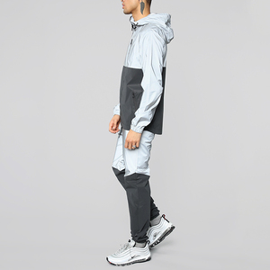 Ensemble deux pièces personnalisé de haute qualité pour homme, en polaire respirante et nylon, avec fermeture éclair, coupe-vent épais, décontracté et uni - Product Image 5