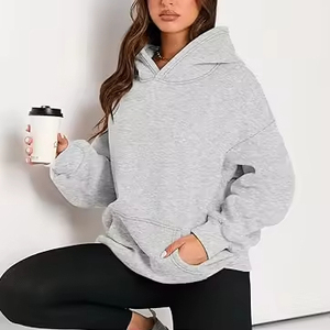 เสื้อฮู้ดผู้หญิงผ้าคอตตอนบุผ้าคอตตอนระบายอากาศได้ดีเสื้อลำลองแนวสตรีทเสื้อฮู้ดไหล่ตกเป็นมิตรต่อสิ่งแวดล้อม - Product Image 5