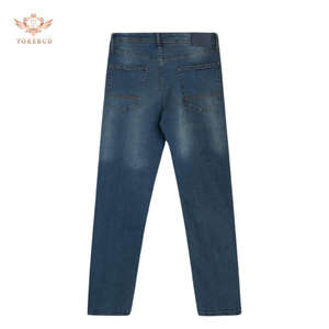 YOKEBUD Jeans de Mezclilla Elásticos de Corte Slim para Hombre, Cintura Media, Lavado Azul Clásico, Estilo Moderno, Ropa Casual Urbana, Personalizable OEM, Corte Recto - Product Image 3