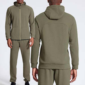 Costume de couleur unie pour hommes, survêtement de course à pied d'hiver en coton de haute qualité - Product Image 3