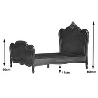 Cadre de lit double en noyer sculpté, style Louis XV français antique, pour chambre à coucher intérieure