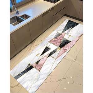 Tapis en marbre rose et gris : Tapis à accents géométriques dorés, Tapis imprimé, Tapis fin non tissé - Product Image 5