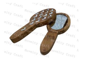 Cadeau de miroir de maquillage cosmétique en bois et nacre de petite taille de poche pour dames et filles - Product Image 5